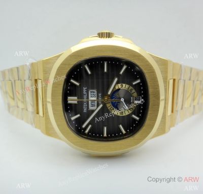 Copy Patek Philippe Nautilus Annual Calendar Moonphase Watch Yellow Gold